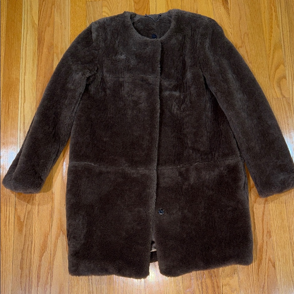 Topshop Dark Chocolate Teddy Faux-Fur Coat